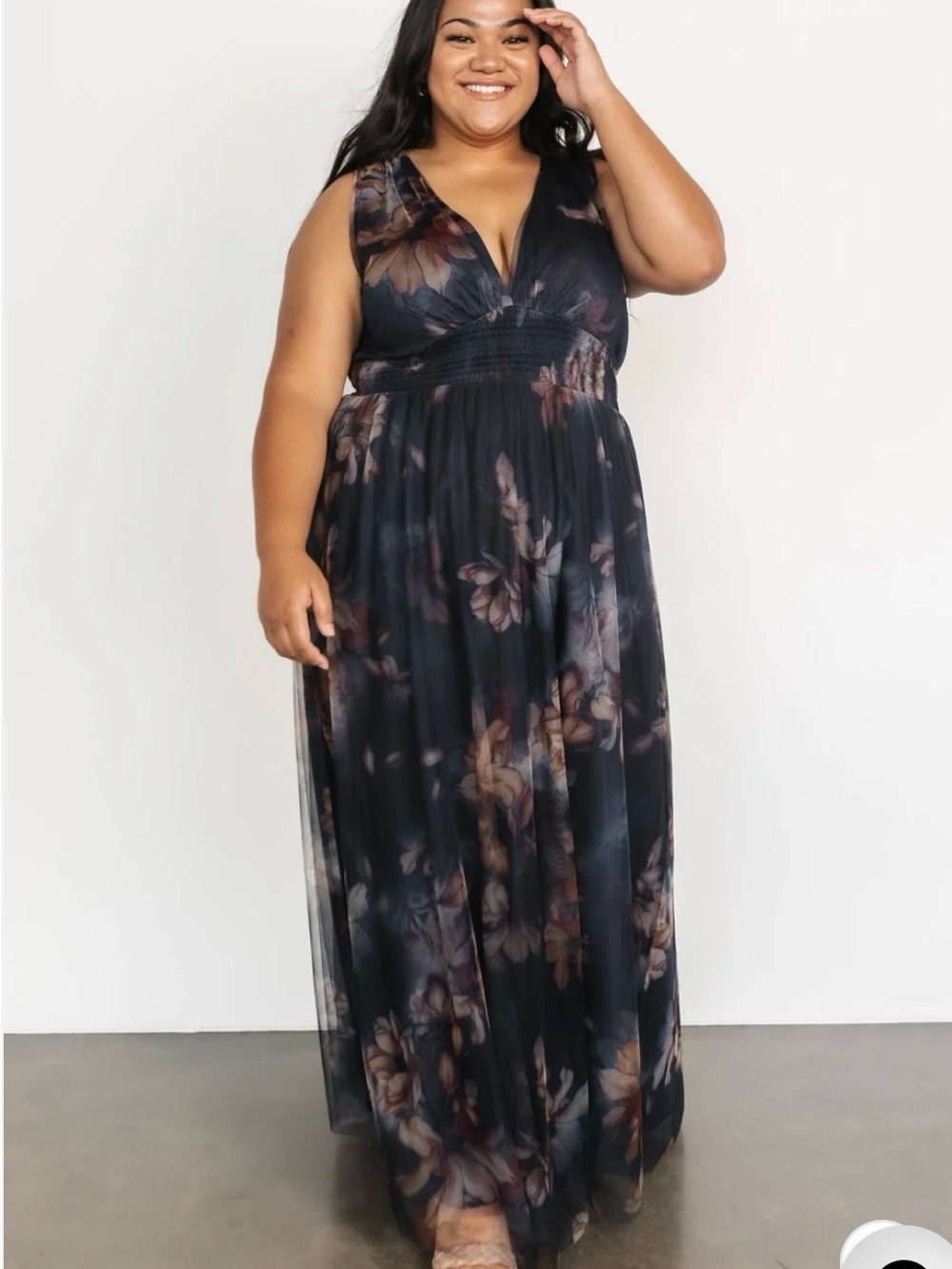 Baltic Born Black Floral V-Neck Maxi Dress